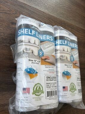 Tan and white Shelf Liners — Slip-Resistant Drawer & Shelf Protection (2 Rolls)